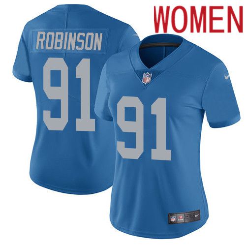 Women Detroit Lions #91 AShawn Robinson Nike Blue Alternate Vapor Limited NFL Jersey->women nfl jersey->Women Jersey